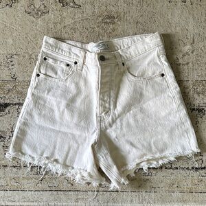 Abercrombie & Fitch White Frayed Hem Jean Shorts